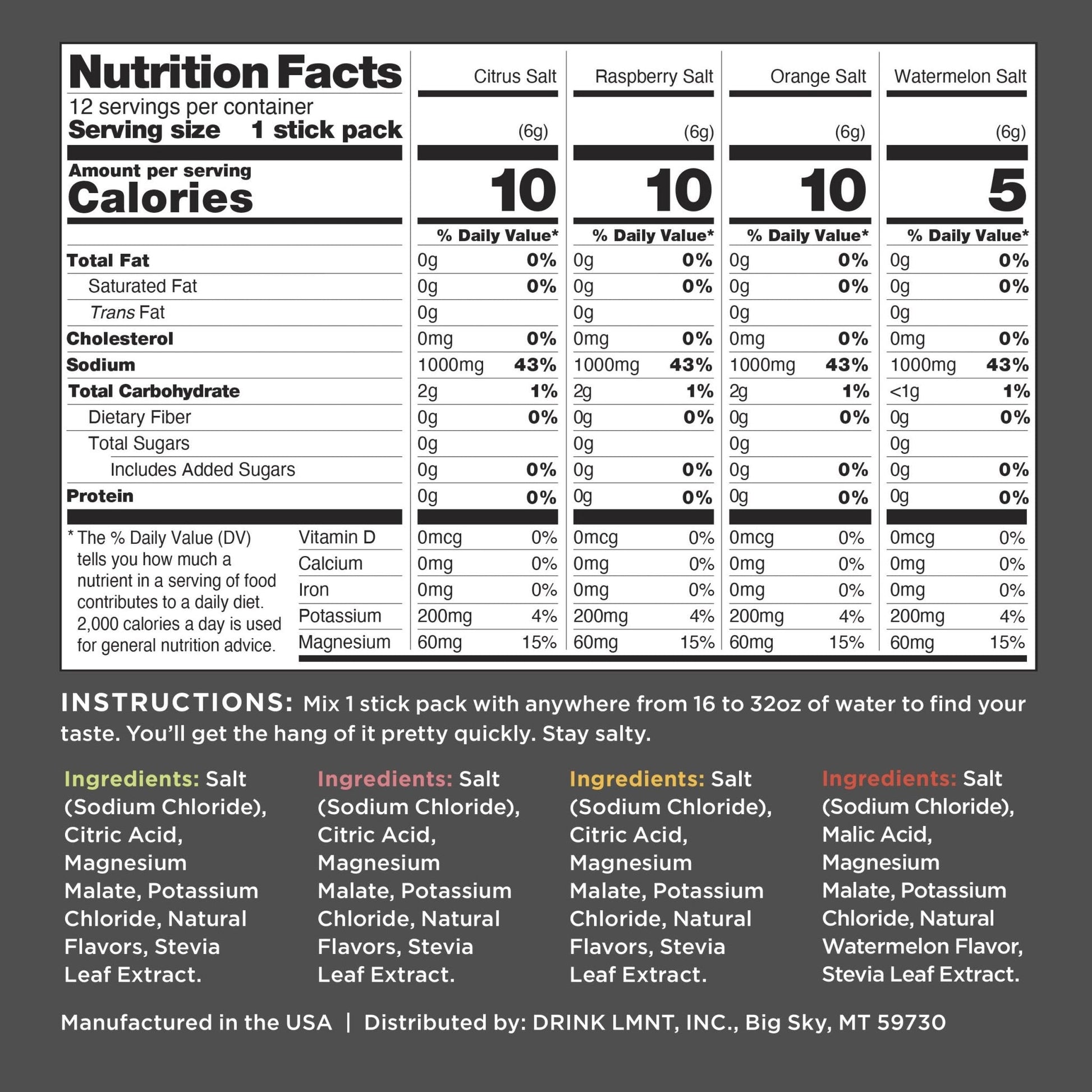 LMNT Zero Sugar Electrolytes - Variety Pack | Drink Mix | 12-Count - Maple Wellness Supplements