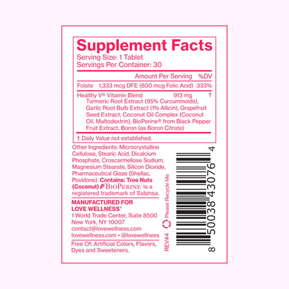Love Wellness Healthy V Vitamin | Women's Vaginal Health Supplement | pH Balance, Gut Health & Immune Support Supplement | Balance of Candida Yeast with Turmeric, Garlic & Coconut Oil | 30 Count - Maple Wellness Supplements