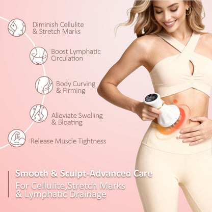 Lymphatic Drainage Massager & Anti Cellulite Massage Tool Helps Reduce Stretch Marks & Cellulite, Body Sculpting Machine For Legs, Arms & Belly with Microcurrent, Light, Heat & Vibration，With Body Oil - Maple Wellness Supplements