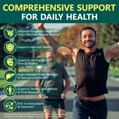 Lymphatic Drainage Supplements, 240 Softgels, Lymph System Support Supplement for Women & Men, 21-in-1 Herbal Blend with Echinacea, Burdock Root, Dandelion, Turmeric for Fluid Balance & Immune Support - Maple Wellness Supplements