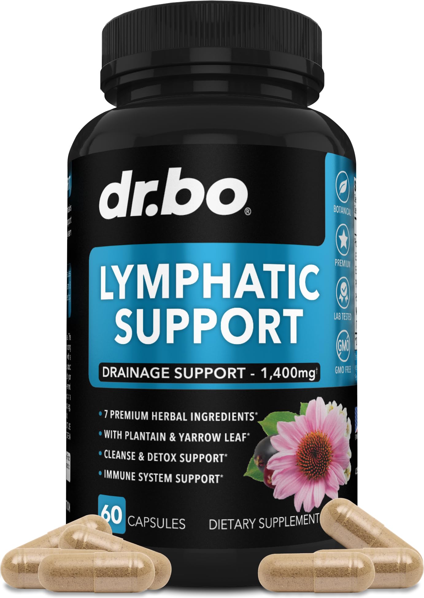 Lymphatic Drainage Supplements Pills - Lymphatic Support Total Herbal Cleanse Products with Echinacea Lymph System Support Supplement for Nodes Legs & Neck - Lymph Node Detox Cleanse System Drainage - Maple Wellness Supplements