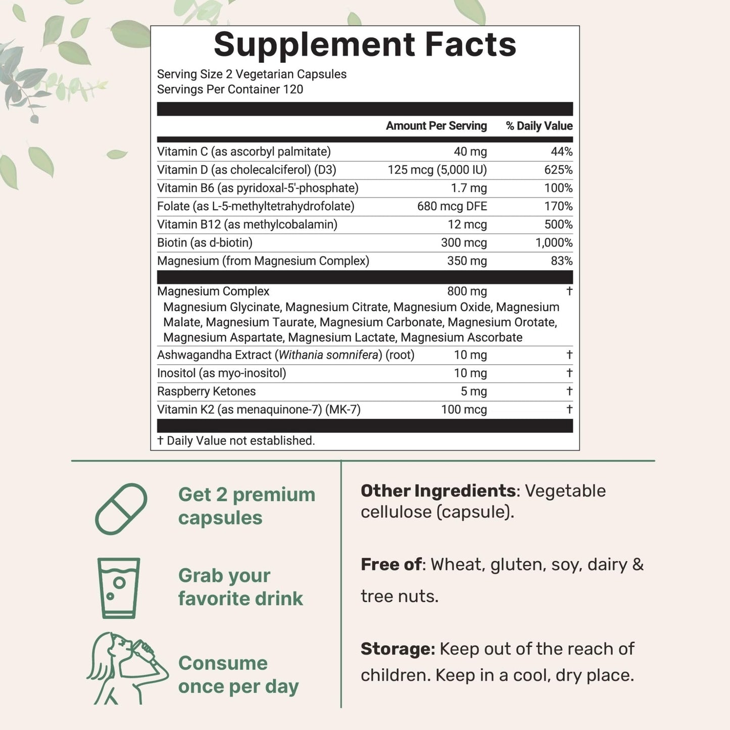Magnesium Complex for Women, 240 Vegetarian Capsules | 20-in-1 Formula - Magnesium Blend with Vitamin D3, K2 - Maple Wellness Supplements