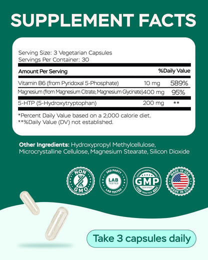 Magnesium Complex for Women – Magnesium for Sleep, Advanced 610mg with Glycinate, Citrate & Vitamin B6 for 3X Absorption + 5-HTP – Supports Sleep, Relaxation, Nerve, Muscle, Bone & Energy Health - Maple Wellness Supplements