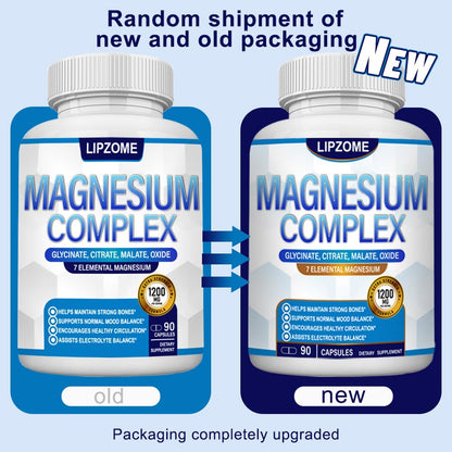 Magnesium Complex Supplement 1200mg - Advanced 7-in-1 Magnesium Blend - Glycinate, Citrate, Malate, Taurate, Oxide, Aspartate, Orotate – High Absorption Formula – Non-GMO, 90 Capsules - Maple Wellness Supplements