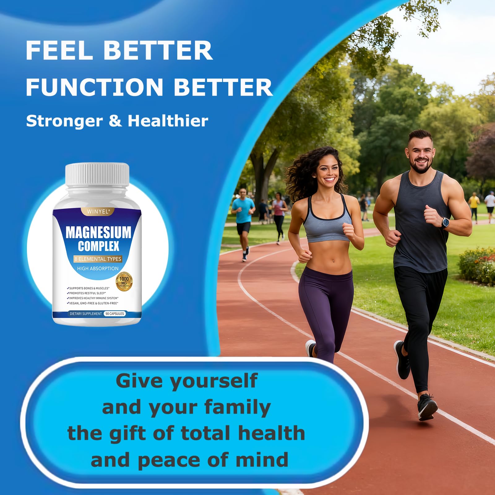 Magnesium Complex Supplement 8 Elemental 1000mg | Magnesium Supplement with Glycinate, Malate, Citrate | Sleep, Relaxation, Bone & Muscle | Vegan 90 Capsules - Maple Wellness Supplements