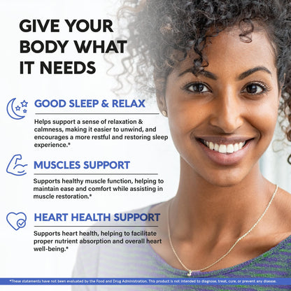 Magnesium Glycinate 500 mg - Chelated Supplement - High Absorption Form of Magnesium - Support for Sleep, Muscle & Heart Health - Maple Wellness Supplements