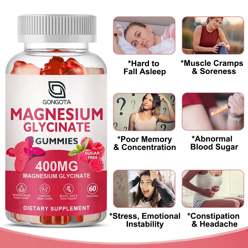 Magnesium Glycinate Gummies 400 mg with 100 mg Composite magnesium - Chelated Magnesium Potassium Supplement with Vitamin D, B6 Supports Calm, Sleep, Memory & Muscle - Maple Wellness Supplements