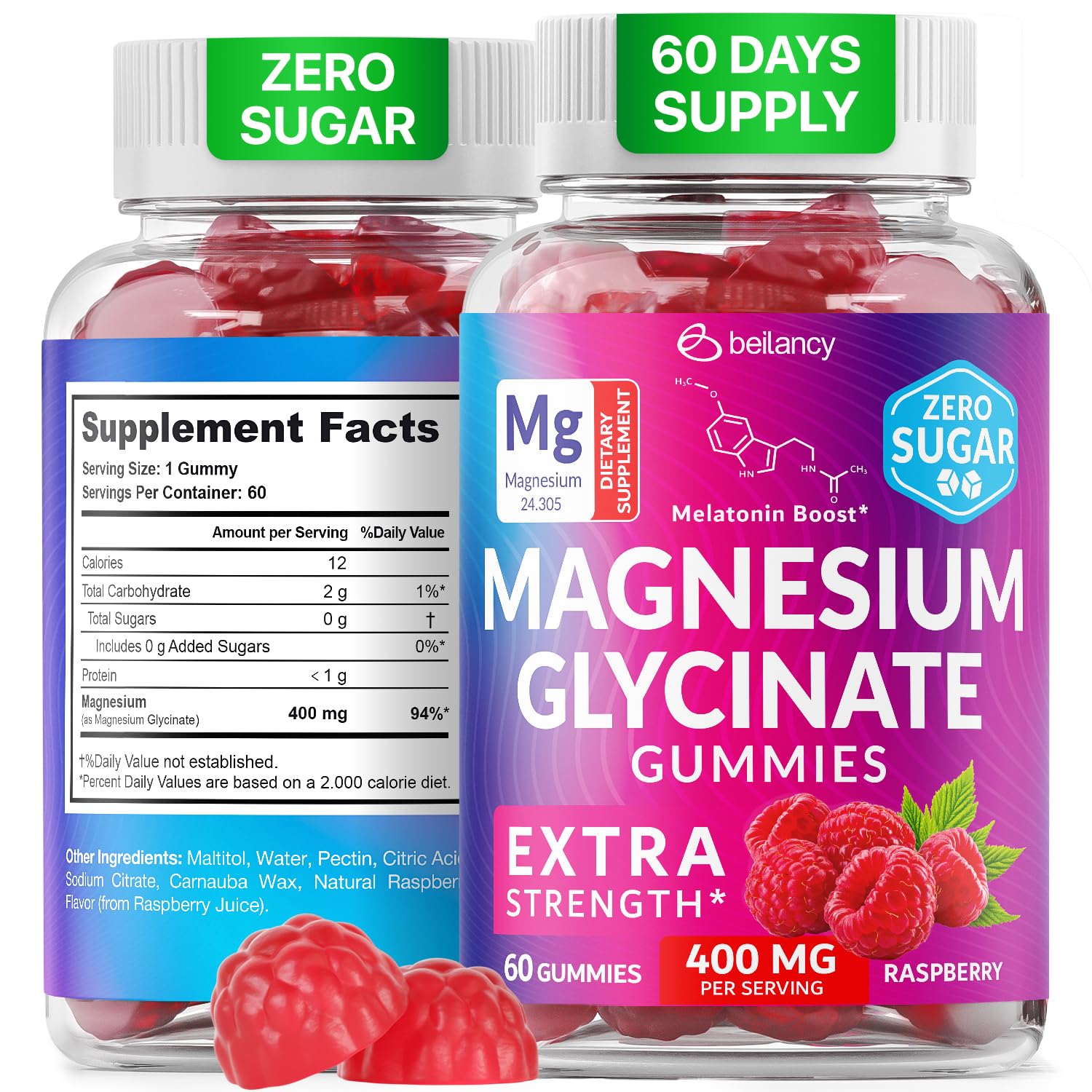 Magnesium Glycinate Gummies 400mg, Muscle Support and Relaxation, Magnesium Supplement for Women, Men and Kids, High Absorption, Sugar Free, - Maple Wellness Supplements