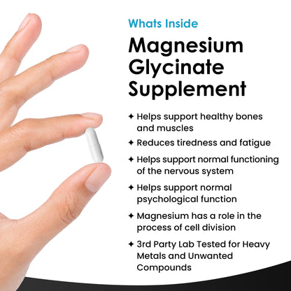 Magnesium Glycinate Supplements - 1040mg of Magnesium - 120 High Strength Capsules - Maple Wellness Supplements