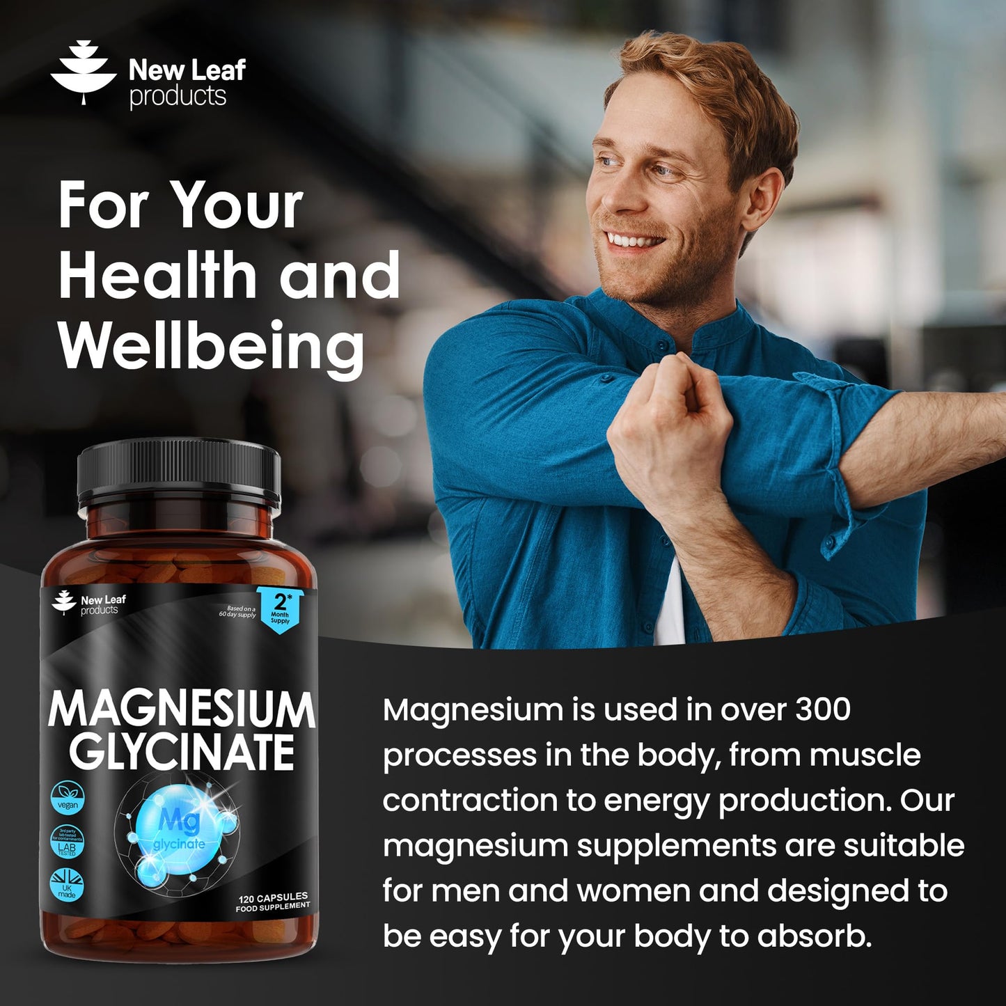 Magnesium Glycinate Supplements - 1040mg of Magnesium - 120 High Strength Capsules - Maple Wellness Supplements