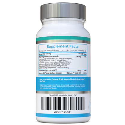 Magnesium L-Threonate Complex 7-in-1 with 1000mg of Magtein Plus Magnesium as Bisglycinate, Taurate, Citrate, Gluconate, Malate & Lactate - Supports Sleep - Vegan, US Made and No Artificial Nasties - Maple Wellness Supplements