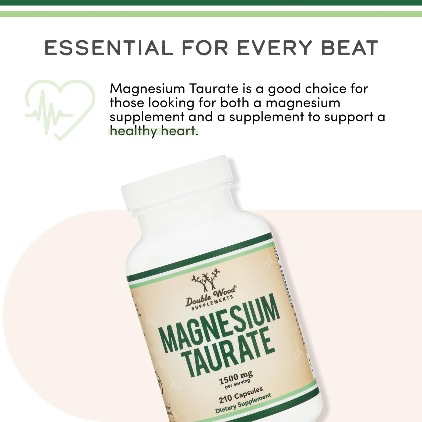 Magnesium Taurate Supplement for Cardiovascular Health to Boost Magnesium Levels (1,500mg per Serving, 210 Vegan Capsules) Non-GMO, Gluten Free - Maple Wellness Supplements