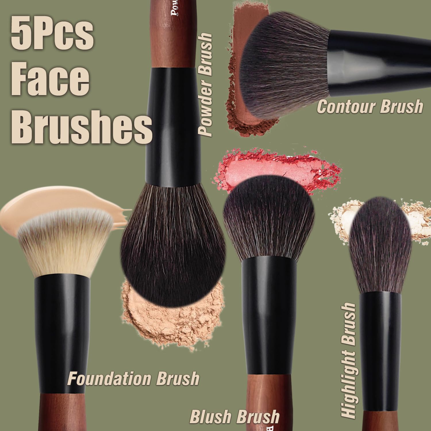 Makeup Brushes 16 Pcs Makeup Brush Set Professional, Wood Handle Travel Make Up Brushes Set with Case, Premium Cruelty-Free Synthetic Fiber Hair Makeup Brush Kit with Holder - Maple Wellness Supplements