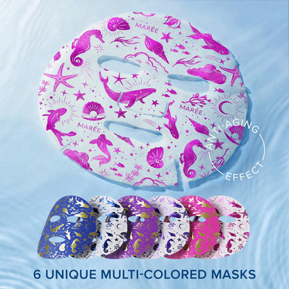MAREE Collagen Facial Mask with Hyaluronic Acid — Sheet Face Mask Skincare — Centella Asiatica, Green & Red Algae Extract - Maple Wellness Supplements