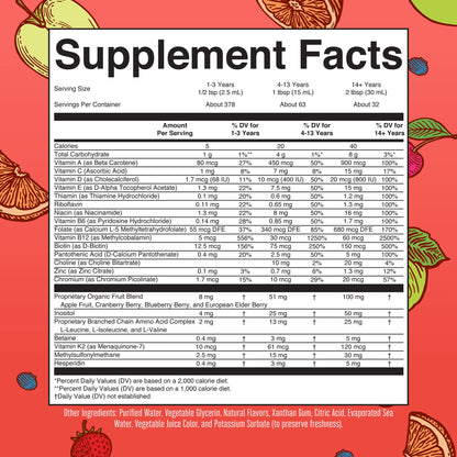 MaryRuth Organics Liquid Morning Multivitamin Essentials+ | Vitamin A C D E B6 B12 Biotin Zinc, Mens Womens Multivitamin, Immune Support, Beauty | Sugar Free | Vitamins for Ages 1+ | Vegan | 32 Fl Oz - Maple Wellness Supplements