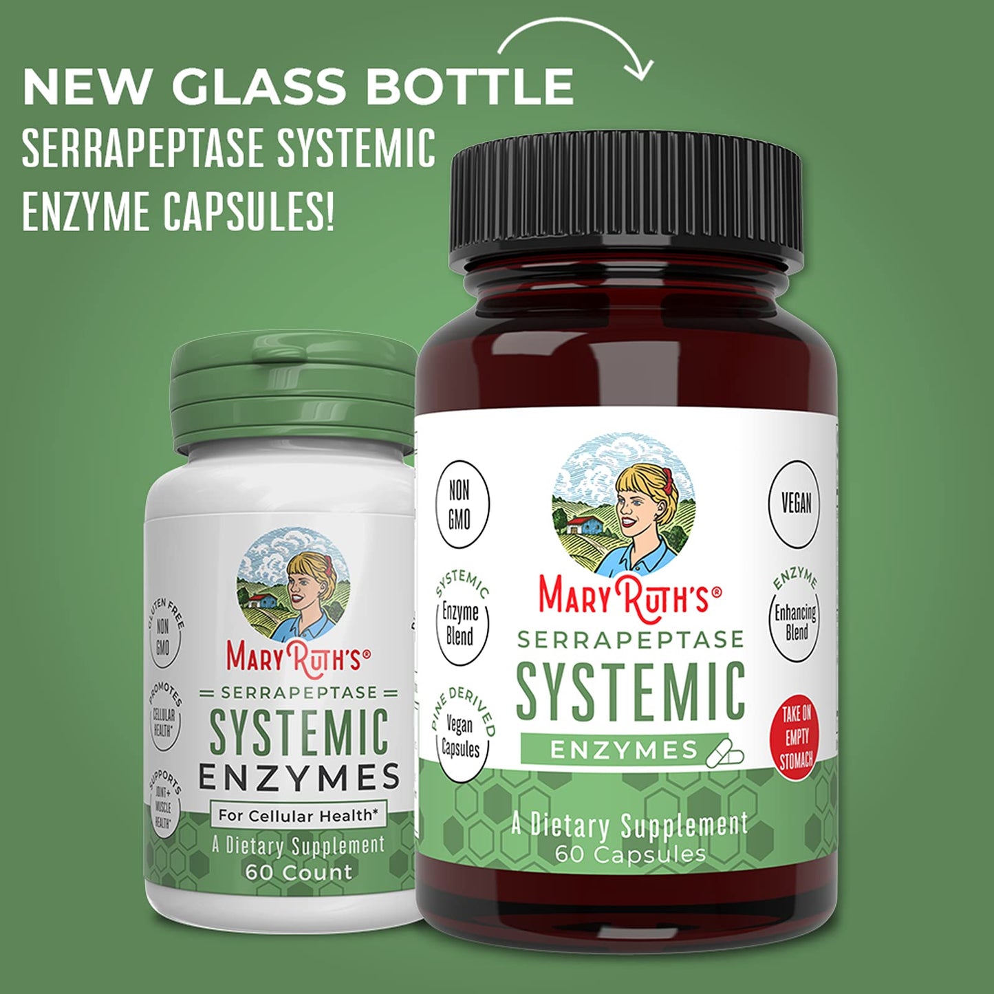 MaryRuth Organics Serrapeptase Enzymes Capsules | Up to 2 Month Supply | Enzyme Supplement for High Potency Sinus Relief Pills| Tissue Health and Cellular Health | Vegan | Gluten Free | 60 Count - Maple Wellness Supplements