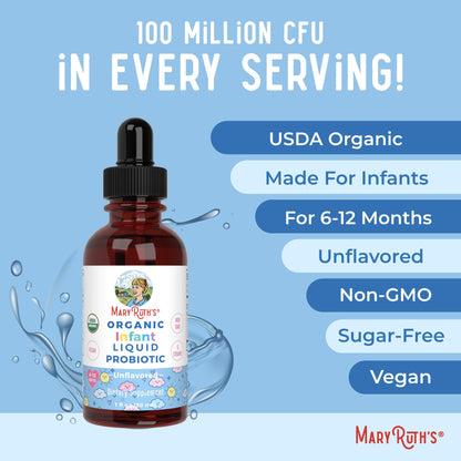 MaryRuth Organics USDA Organic Infant Liquid Probiotic Drops | Baby Essentials | Probiotics for Infants | Baby Probiotic Drops - Maple Wellness Supplements