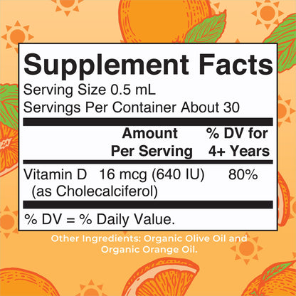 MaryRuth Organics USDA Organic Vitamin D3 Liquid Drops for Kids | 640 IU Vitamin D3 Per Serving | Kids Immune Support & Bone Health Supplement | Formulated for Ages 4-13 | 0.5oz | 30 Servings - Maple Wellness Supplements