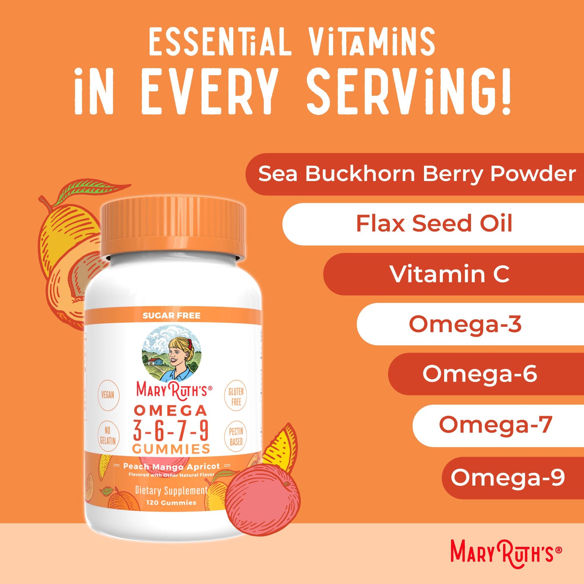 MaryRuth Organics Vegan Omega 3 6 7 9 Gummies | Up to 4 Month Supply | Omega 3 Supplement with Flaxseed Oil | Omega 3 Gummies - Maple Wellness Supplements