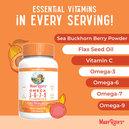 MaryRuth Organics Vegan Omega 3 6 7 9 Gummies | Up to 4 Month Supply | Omega 3 Supplement with Flaxseed Oil | Omega 3 Gummies - Maple Wellness Supplements