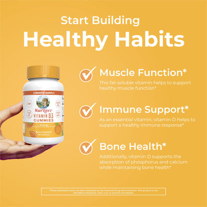 MaryRuth Organics Vitamin D3 Gummies | 2 Month Supply | Adults & Kids Vitamin D Gummy | Immune Support Supplement | VIT D3 1000IU for Bone Health&Muscle Function | Vegan | Non-GMO | Gluten Free | 60 - Maple Wellness Supplements