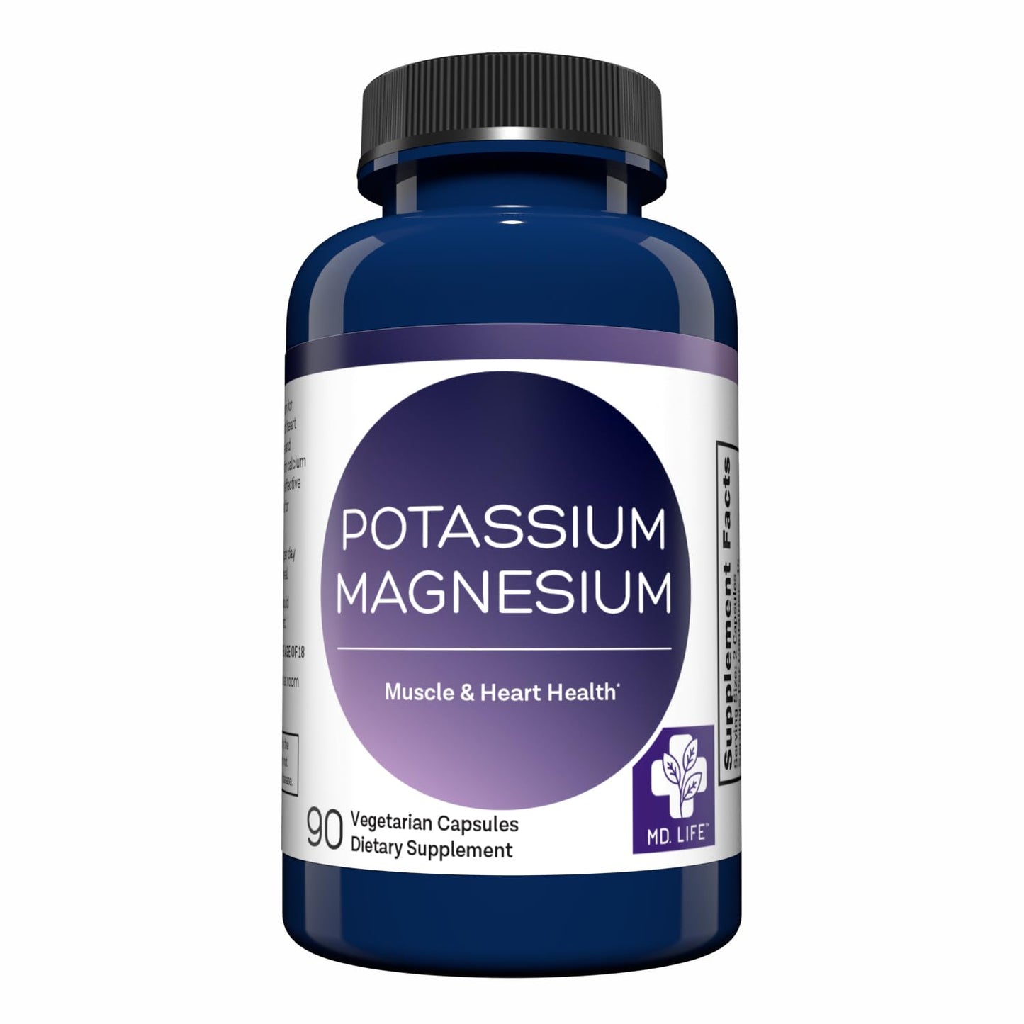 MD. Life Potassium Magnesium Supplement - 90 Capsules - Magnesium Potassium Supplement - High Absorption Complex - Maple Wellness Supplements