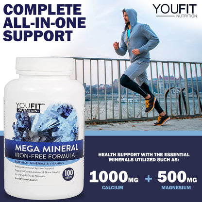 Mega Minerals Supplement by Youfit Nutrition | Trace Minerals | Premium Formula with Source of Minerals and Immune Health Support | Iron Free | All in One - Maple Wellness Supplements