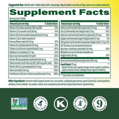 MegaFood One Daily Iron Free Multivitamin - Multivitamin for Women and Men - with Real Food - Immune Support Supplement - Bone Health - Energy Metabolism - Vegetarian; Non-GMO; No Iron - 60 Tablets - Maple Wellness Supplements