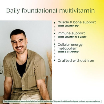 MegaFood One Daily Iron Free Multivitamin - Multivitamin for Women and Men - with Real Food - Immune Support Supplement - Bone Health - Energy Metabolism - Vegetarian; Non-GMO; No Iron - 60 Tablets - Maple Wellness Supplements