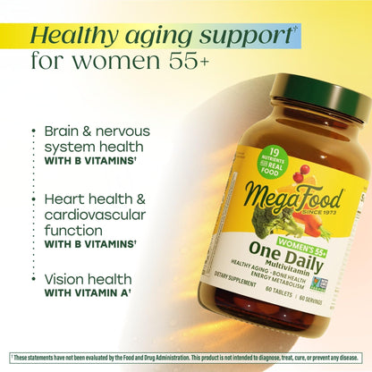MegaFood, Women Over 55 One Daily, Supports Optimal Health and Wellbeing, Multivitamin and Mineral Dietary Supplement - Maple Wellness Supplements
