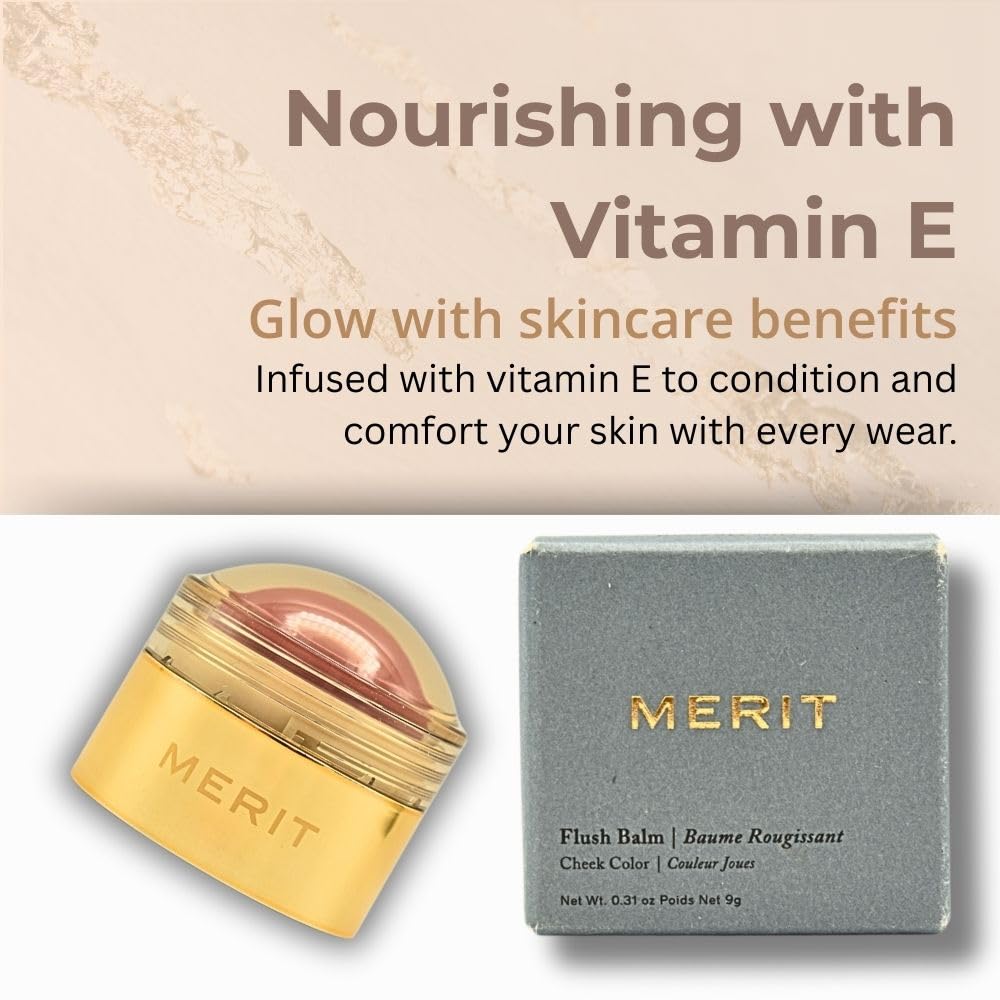 MERIT Flush Balm Cream Blush – Archival Cool Mauve | Hydrating Radiant Cheek & Lip Tint Stick with Vitamin E | Lightweight, Buildable, Vegan & Cruelty-Free Blush - Maple Wellness Supplements