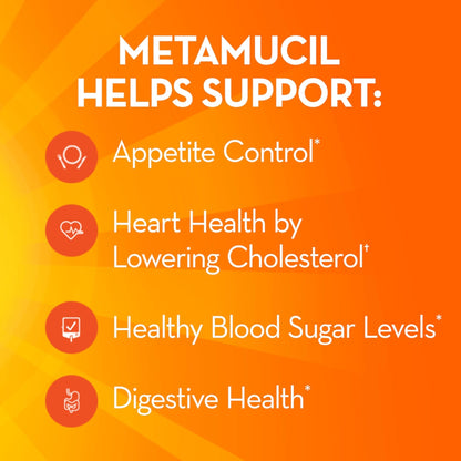 Metamucil, 4-in-1 Fiber Supplement, Psyllium Husk Powder, Sugar-Free Powder, Berry Flavored Drink, 114 Servings - Maple Wellness Supplements