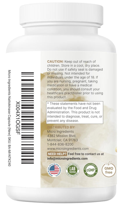 Micro Ingredients Nattokinase 10,000 FU Per Serving (Natural Natto Extract), 240 Vegetarian Capsules | with CoQ10, Turmeric, Aged Garlic & Pine Bark Extract - Maple Wellness Supplements