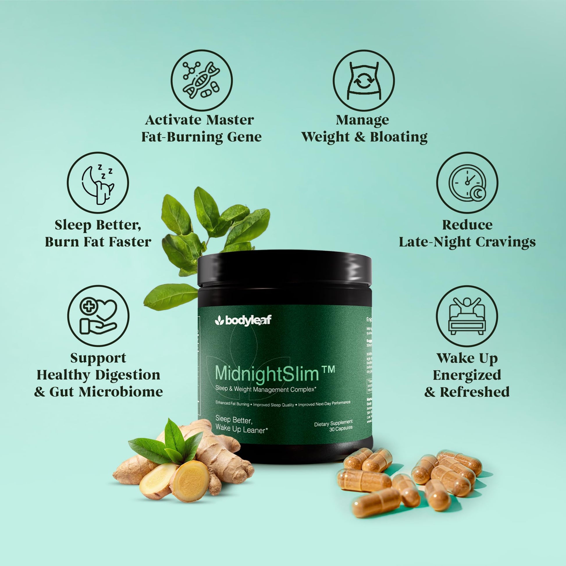 MidnightSlim™ | Advanced Nighttime Weight | Maximum Strength Metabolism Support, Digestive Health, Peaceful Sleep | Premium Probiotic Complex | 30 Capsules - Maple Wellness Supplements