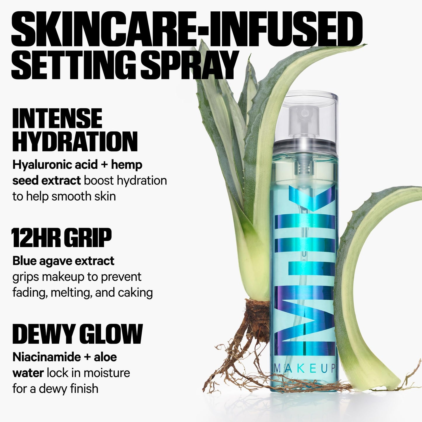 Milk Makeup Hydro Grip Set + Refresh Spray with Hyaluronic Acid – Sets Makeup + Hydrates Skin for Up to 12 Hours – Long-Lasting, Alcohol-Free Facial Mist for Dewy, Radiant Skin – 1.69 oz - Maple Wellness Supplements
