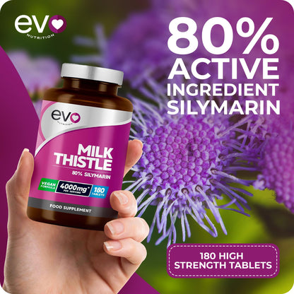 Milk Thistle Tablets 4000mg | 80% Silymarin | 180 Tablets | High Strength Vegan Supple - Maple Wellness Supplements