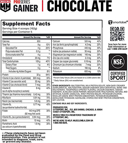 Muscle Milk Gainer Protein Powder, Chocolate, 32g Protein, 5 Pound - Maple Wellness Supplements
