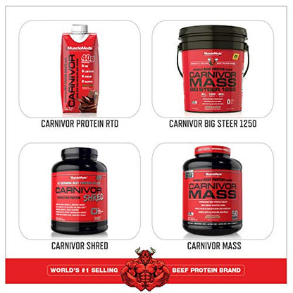 MuscleMeds, Carnivor Beef Protein Isolate Powder 56 Servings, Chocolate, 72 Ounce - Maple Wellness Supplements
