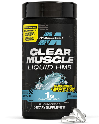 Muscletech HMB Supplements 1000mg, Clear Muscle (42 Liquid Softgels) - Highest Grade HMB for Lean Muscle & Recovery-HMB Free Acid Muscle Supplement-Help Decrease - Maple Wellness Supplements