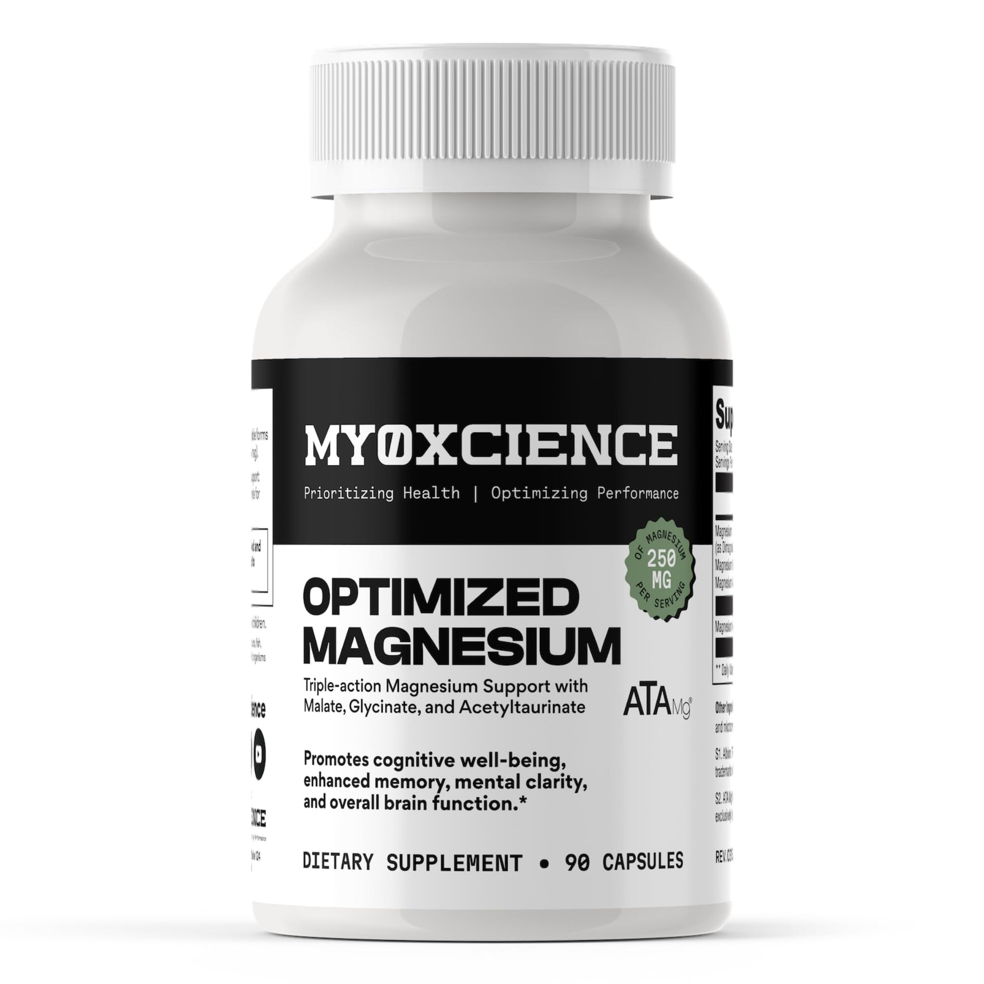 MYOXCIENCE Optimized Magnesium Glycinate + Magnesium Taurate (as ATAmag®) for High Brain Bioavailability to Support Stress Relief and Sleep | 30 Servings - Maple Wellness Supplements