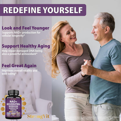 NAD Resveratrol Supplement with Berberine, Quercetin, CoQ10. Anti-Aging Formula for Women & Men. Liposomal NAD Plus, NAD+ Booster, Pure Organic Vitamin, USA - Maple Wellness Supplements