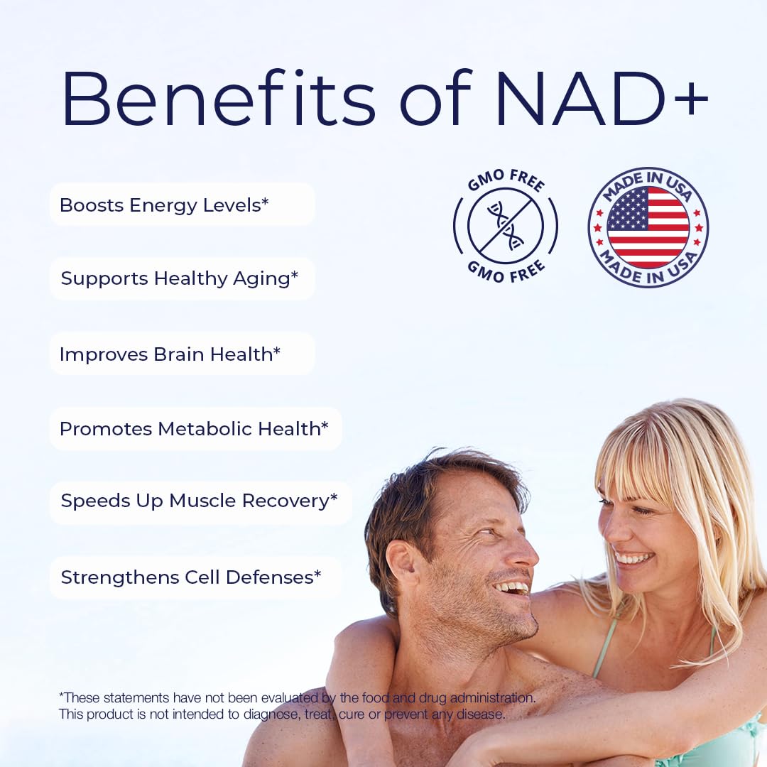 NAD+ Supplement 1000 mg High Absorption – Supports Energy, Cellular Health, Brain Function, and Healthy Aging – Pure NAD Formula with 60 Capsules - Maple Wellness Supplements