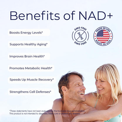 NAD+ Supplement 1000 mg High Absorption – Supports Energy, Cellular Health, Brain Function, and Healthy Aging – Pure NAD Formula with 60 Capsules - Maple Wellness Supplements