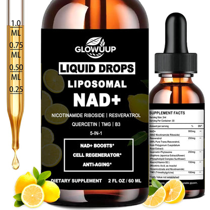 NAD Supplements for Women & Men, Liposomal NAD Nicotinamide Riboside Resveratrol 900mg w. B3 Vitamin Quercetin TMG, Liquid Resveratrol NAD Plus Supplement for Anti-Aging Energy Focus Longevity - Maple Wellness Supplements