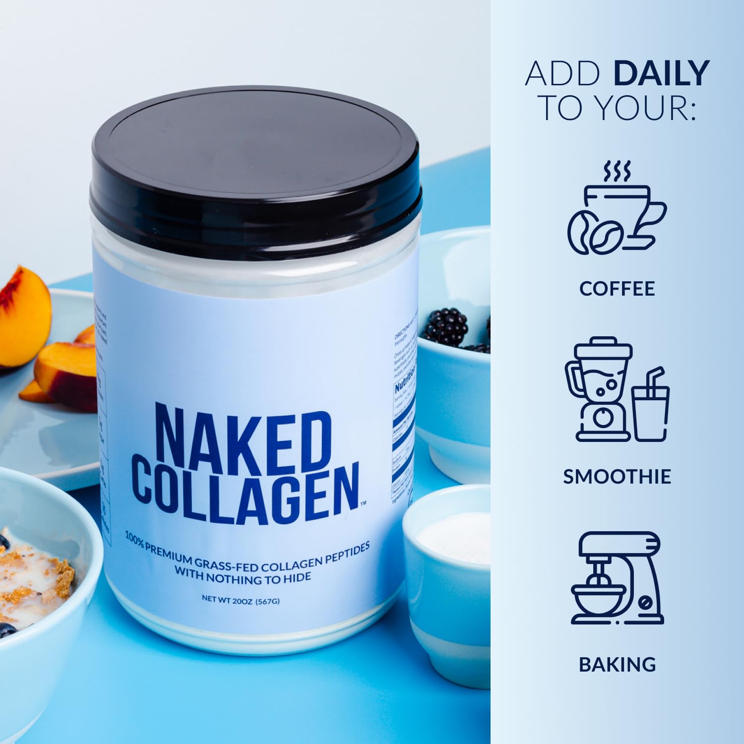 NAKED Collagen Peptides Protein Powder, 60 Servings, Pasture-Raised, Unflavored Grass-Fed Hydrolyzed Collagen Supplement, NSF Certified - Maple Wellness Supplements
