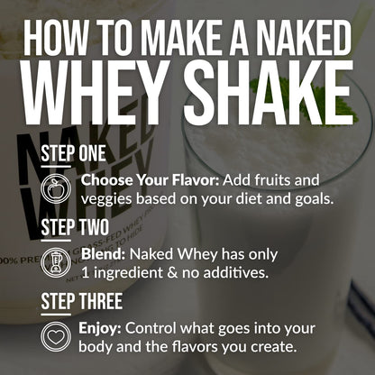 Naked Nutrition Naked Whey 1Lb - Only 1 Ingredient, Grass Fed Whey Protein Powder - Maple Wellness Supplements