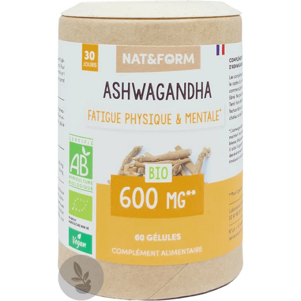 Nat & Form Ashwagandha Bio 60 vegetarian capsules - Maple Wellness Supplements