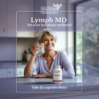 NATION HEALTH MD Lymph MD - Lymphatic Drainage Supplement - with Bromelain, Echinacea, Burdock Root, Dandelion, Rutin, Kelp & More - Lymph System Support for Women & Men - 60 Capsules - Maple Wellness Supplements