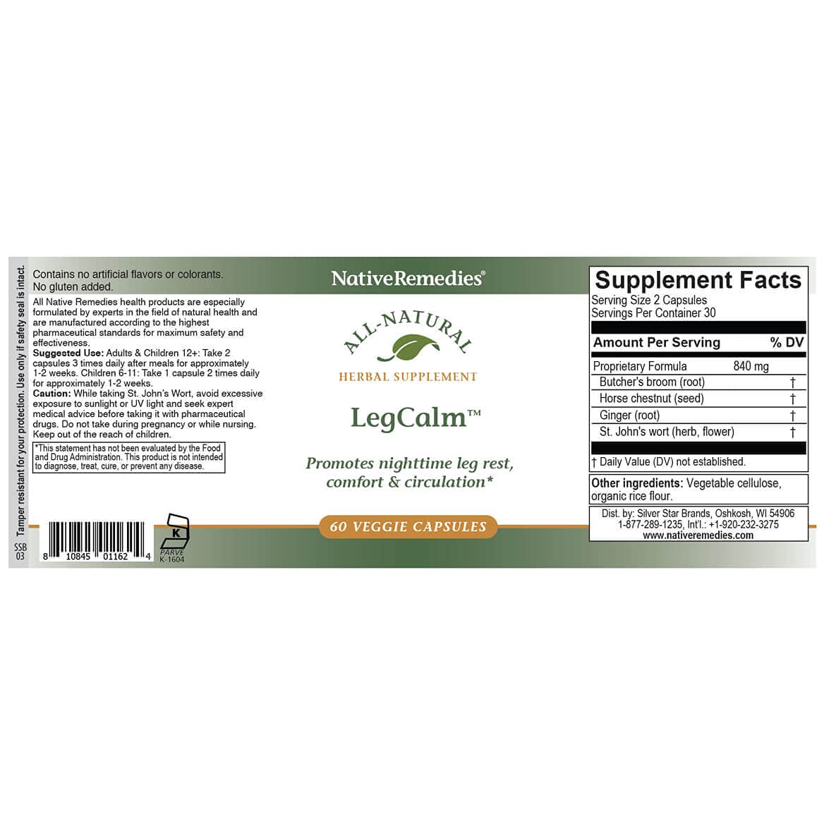 Native Remedies Leg Calm for Rested Legs and Limb Comfort at Night, 60 Veggie Caps - Maple Wellness Supplements