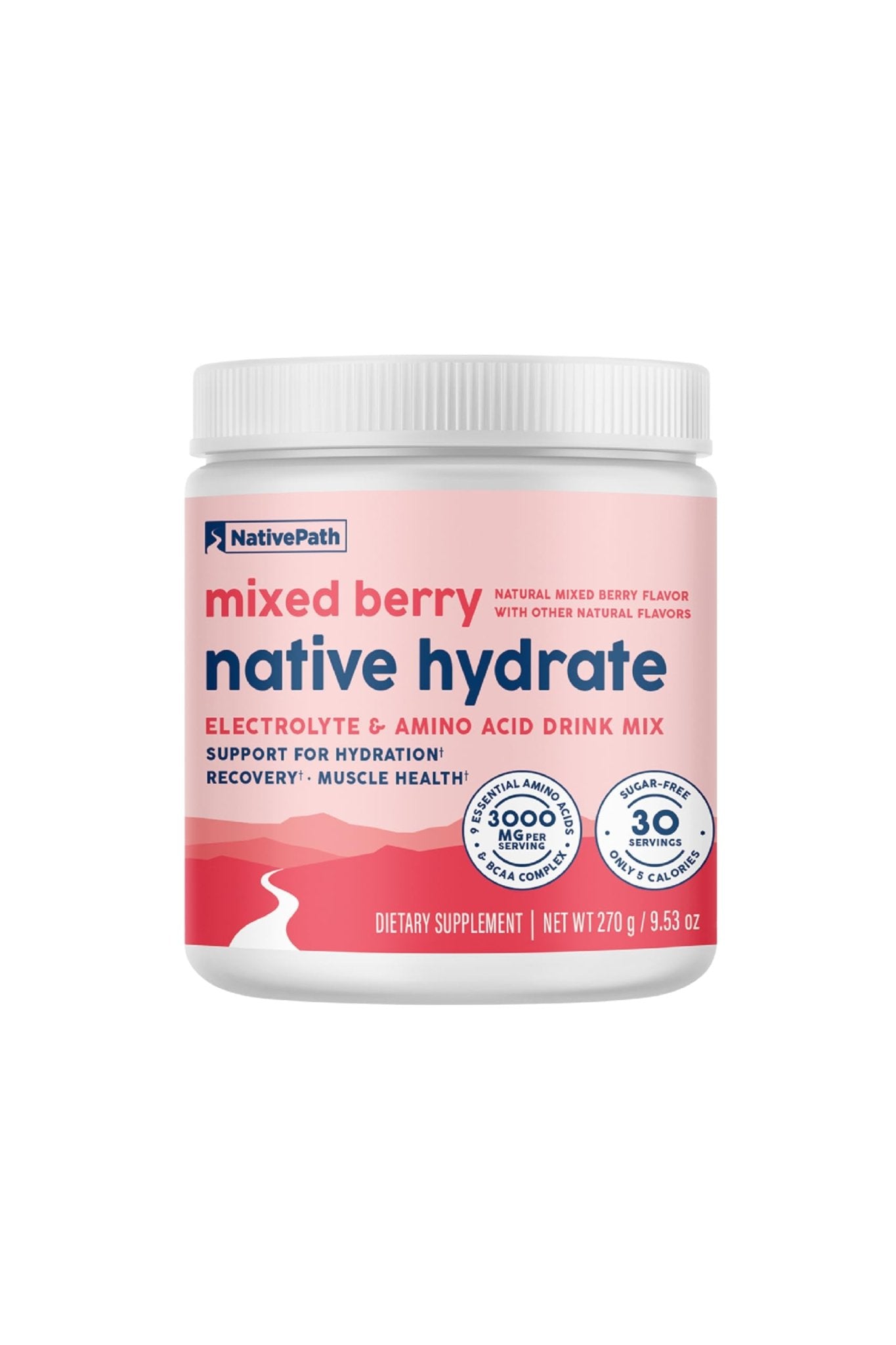 NativePath Hydrate, Zero Sugar, Electrolytes Powder with BCAAs, Mixed Berry Hydration, Keto & Paleo Friendly, 30 Servings - Maple Wellness Supplements